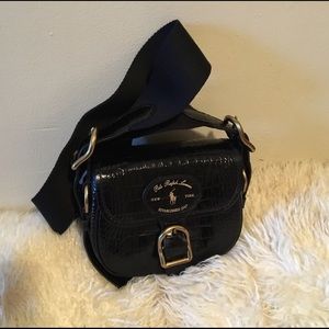 Black croc Polo Ralph Lauren crossbody Bag